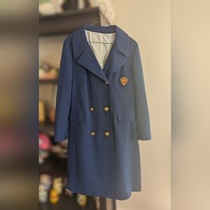 Vintage (70's) Double Breasted Blue Coat (Military Style) Smug Brand Size 6-8
